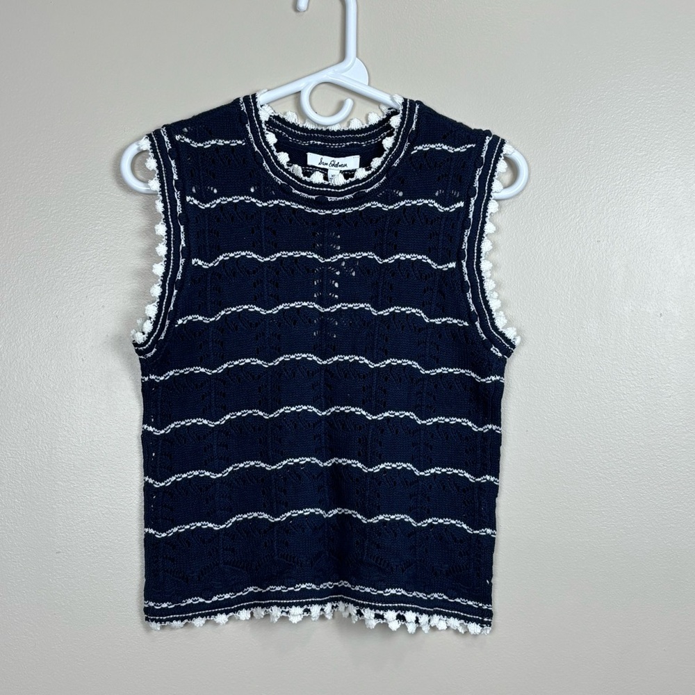 Sam Edelman Sweater Tank Womens‎ XS Navy White Willa Knit Tank Anthropologie
